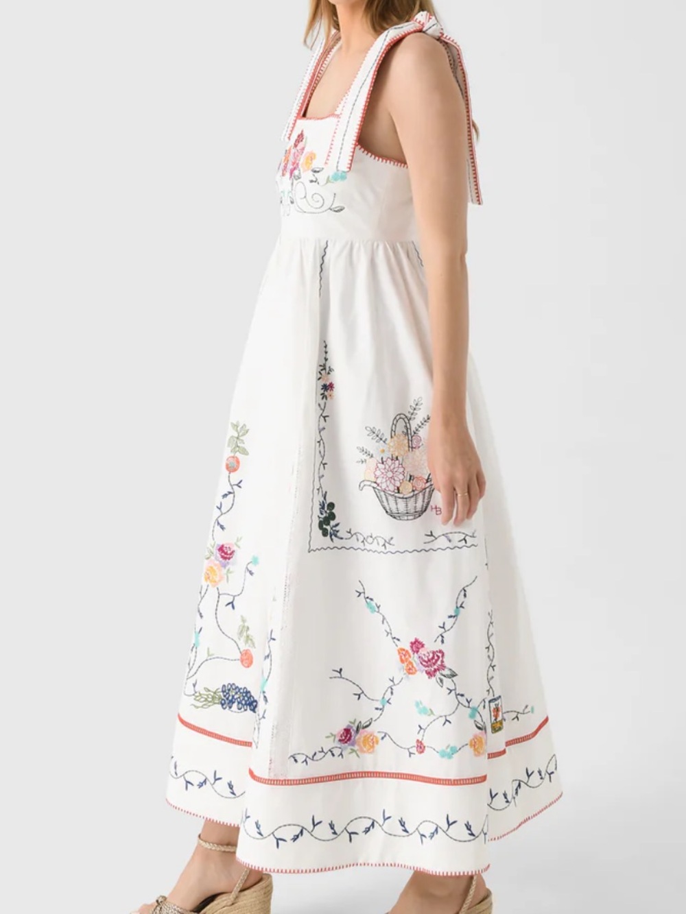 NWT Hunter Bell Women’s Stefy Steffy Embroidered Sun Dress Size 6 Tie Shoulder - Picture 3 of 16